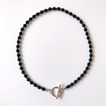 【送料無料】 チョーカー　パール　ネックレス　ブラック　黒　メタリック　ビーズ　ビーズアクセサリー　丸大ビーズ　マンテル