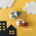 【再再再再再再販】☆2018年は戌年☆柴犬ワンコ兄弟のヘアクリップ(ボーン付き・横付け)
