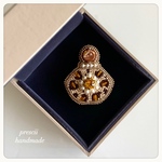 Perfume Bottle Leopard ビーズ刺繍ブローチ