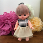 【再販】メルちゃんの洋服(33) ボーダー×ベージュチュール