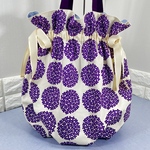 巾着トートバッグ　ビッグサイズ(北欧花柄　紫陽花　パープル)
