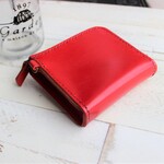 【送料無料】革のL型ファスナー財布　　ワインレッド　