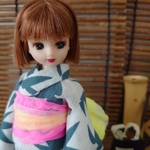 ★5周年感謝祭ファイナル★記念品付★【浴衣　笹】リカちゃんの浴衣&兵児帯＋🎁