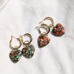 2way ゴールドフープピアス　天然石ハートのピアス