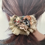 No.395 ナチュラル レース ヘアゴム ヘアクリップ ポニーフック ブローチ