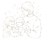 モノクロ 線画イラスト 赤ちゃん こども 似顔絵 イラスト アイコン 癒し ふわふわ シンプル 可愛い 絵本 線画  似顔絵オーダー