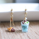 チョコミントラテとチョコクロワッサンのミニチュアピアス/イヤリング