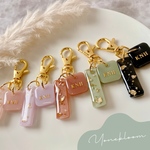 【全10色】サブチャーム付きスクエアキーホルダー♡レジンキーホルダー