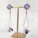 朝顔パープル　ガラスビジューとドロップビーズのピアス/イヤリング　あじさい　紫陽花　朝露　しずく　ティアドロップ