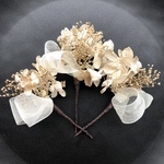 ･:*華やぐゴールドの花束ヘッドドレス･:*髪飾り　ゴールド　ヘッドドレス　ウェディング　結婚式　成人式　卒業式　振袖　かすみそう