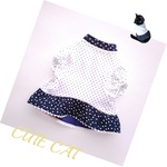 猫服⛄【完成品＆オーダー】ピンドットワンピ🌼ホワイト