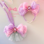 ペット用カチューシャ&チョーカーセット⑦💜💖ラベンダー&ピンク🎀Ailebyirodori🎀