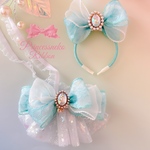 ペット用カチューシャ&チョーカーセット⑧💚ティファニーブルー🎀Ailebyirodori🎀
