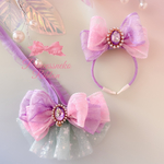 ペット用カチューシャ&チョーカーセット⑩💜💖ラベンダー&ピンク🎀Ailebyirodori🎀
