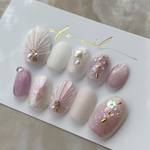 pearl mermaid nail （pink purple）