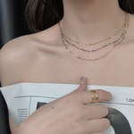 ★CICI★ ステンレス316L 　カラフルミニビーズ　3連　ネックレス　ボリューム　K18 付けっぱなし　重ね付け　新作
