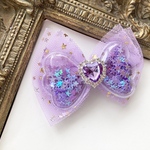 浴衣♡ラベンダーチュールリボンシャカシャカ⭐️右耳側♡推し活♡キッズクリップ♡バッグに付けても♡プチギフト
