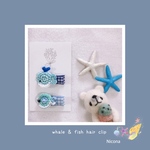 🐳夏限定🐟2個セット🐳赤ちゃんから使えるヘアクリップ🐳whale&fish hair clip🐟新生児🌻お祭り🐳甚平🐟水族館🐳