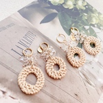 clear glass beads×ラタン ピアス/イヤリング 