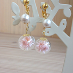 ♡ピンクのお花とコットンパールのイヤリング/ピアス