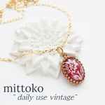 「ハンドペイント」花のネックレス　ヴィンテージ　ビンテージ　ヴィンテージガラス