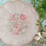 ドライフラワー素材　ミント色とピンク色のかすみ草のセット　ミックス　お花のみ　花材