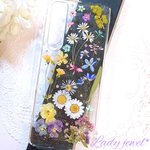 [ご注文品] 押し花ケース ＊natural garden＊スマホケース   名入れ可能  ラメ・ホロ・スワロフスキー無料 [受注製作]