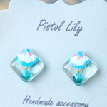 No.53118 エスニックピーコック樹脂ピアス アレルギー対応 made by PISTOL LILY