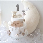 ゲスト様　専用　星andくまさんのクレイケーキ☆ハーフバースデー誕生日ケーキ　誕生日ケーキ　記念日　自宅撮影　1歳以外でも承ってます♪