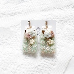 花のワルツ/グリーン【インド刺繍リボンのアクセサリー(耳飾り)】