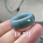 L201 糯種 藍水 18.5号 天然 グアテマラ産 本翡翠 くりぬき 広幅 リング 板指