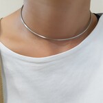 【SUS】艶消しネックカフ　チョーカー《　ステンレス　メタル　シルバー　シンプル　ネックカフ　チョーカー　マット　バングル　》