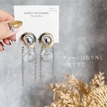 ブラックシェルとクリアの2wayピアス 