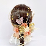 髪飾り 成人式 蝶々髪飾り ピンク 成人式髪飾り 卒業式髪飾り 卒業式 結婚式　七五三 和装　ニュアンスカラー　水引髪飾り　ヘッドパーツ　ヘッドドレス