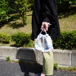 チュール_コロンとまんまる_巾着__ポーチ_レース_水色_ブルー_花柄_浴衣