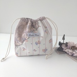 (7/8 New)Elegance flowers・大人可愛いしかく巾着