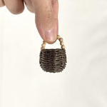 ウッドビーズハンドルカゴバッグ　ミニチュア / Miniature Wood Beads Handle Basket / hinoki