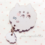 しっぽゆらゆらわんこ*木のブローチ