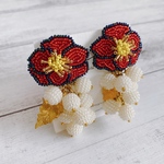1点限定⭐︎アネモネ　(レッド×ネイビー) ピアス
