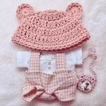 ちびぬい服　ハンドメイド♪  服上下とクマの帽子とかばんの4点セット
