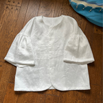 ラミーコットンのフリル袖ジャケット