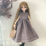 再再ショルダーフリル⭐︎ノースリーブワンピース　【くすみパープル】ドール服　リカちゃん　ruruko　
