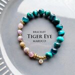 【御売約★6/24 ibuharumaman様】　　BL370-684タイガーアイBLUE+レピドライトwithトルマリン 17㎝*天然石ブレスレット　[送料無料] 　