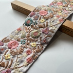 約10cm幅/刺繍リボン/薄紫/幅広/花柄/幅広
