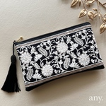 new🖤インド刺繍リボンポーチ black⑤✨大きめ 用途いろいろ！
