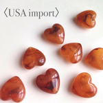 【在庫限り】〈USA import〉マーブルオレンジ×ハニー アクリル ハートビーズ (6個)