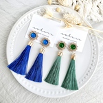 全2色 キラキラ ビーズ 刺繍 × ロングタッセルピアス/イヤリング 