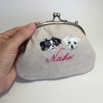 mihou様オーダー品☆犬の手刺繍のがま口ポーチ