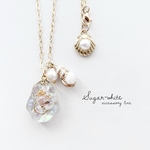 🧊 Piece of Summer ✵ 夏の欠片・でこぼこ氷の首飾り  ペンダント  ネックレス  50cmチェーン 天然シェル パール使用