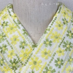 綿の刺繍半衿　シトラスカラー